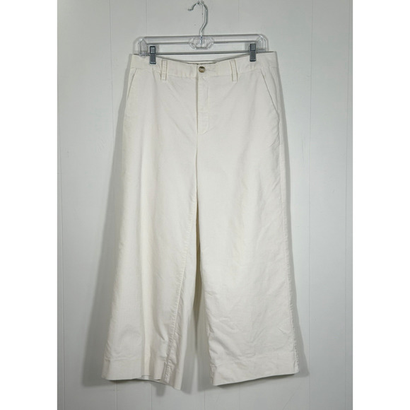 Banana Republic Wide Leg Crop Corduroy Pants Size 10R Ivory Stretch New - Read - Picture 1 of 16